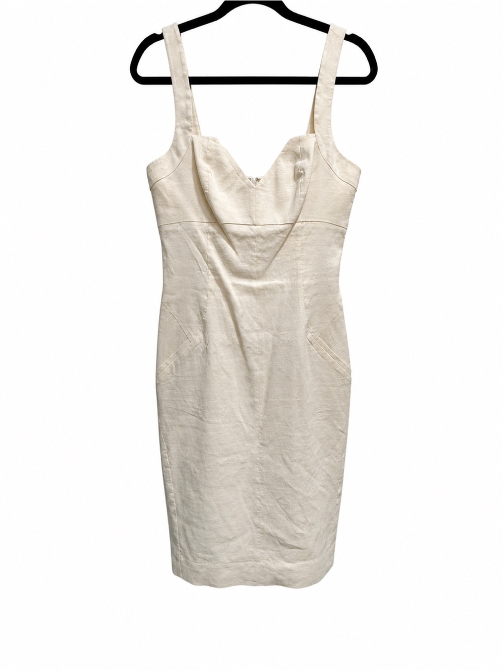 Bebe Cream Linen Blend Dress | Fitted Chic Mini size 8